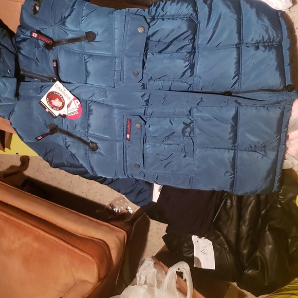 Canada Weather Gear Peacock & Light Brown Fuzzy Puffer Parka (L) NWT (snap) - Picture 6 of 6